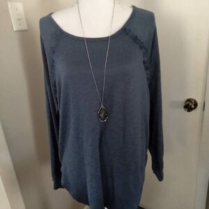LC Lauren Conrad slate blue dainty ruffle top M